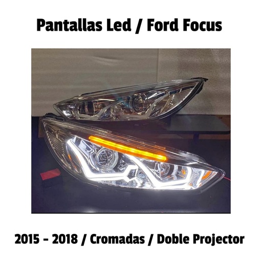 [CC0020] Juego Pantalla Ford Focus 15-18 Led Cromada "Nuevo Con Detalles"